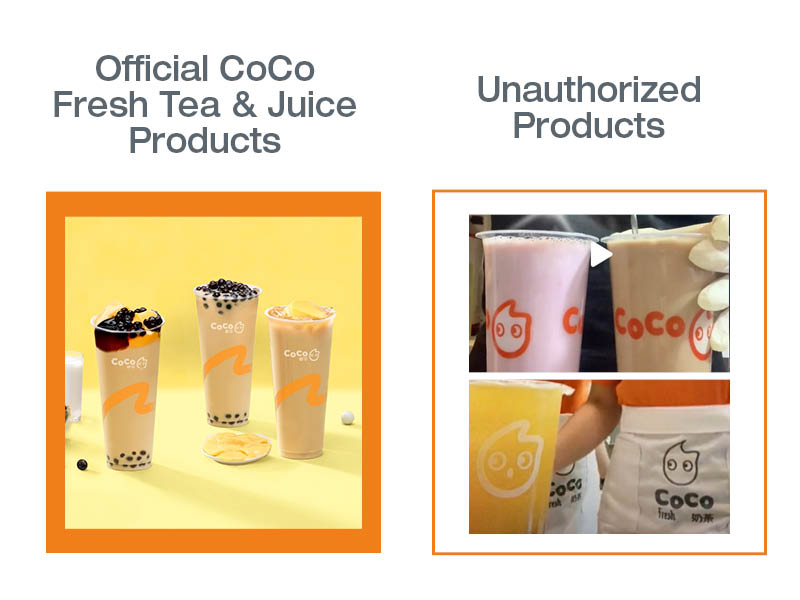 Unauthorized Use of CoCo Fresh Tea & Juice Brand Identity